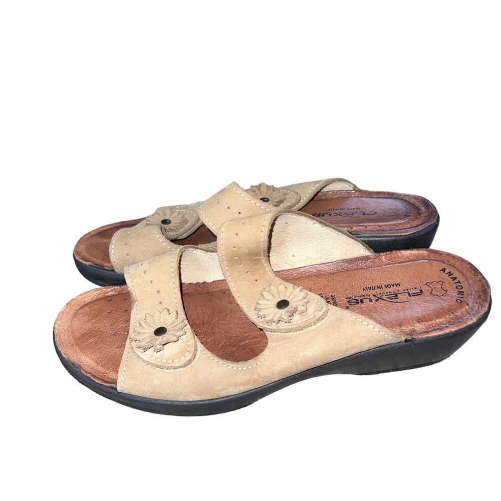 SOLD Flexus Faithful Anatomic Tan Leather Comfort Sandals Women's EU 38 US 7.5